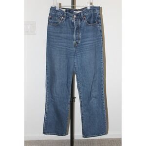 Levi's Premium Ribcage Straight Ankle Jeans Blue Medium Wash High Rise Size 28